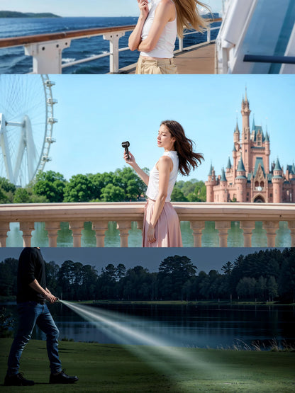 Portable Mini Fan with LED Display & Flashlight