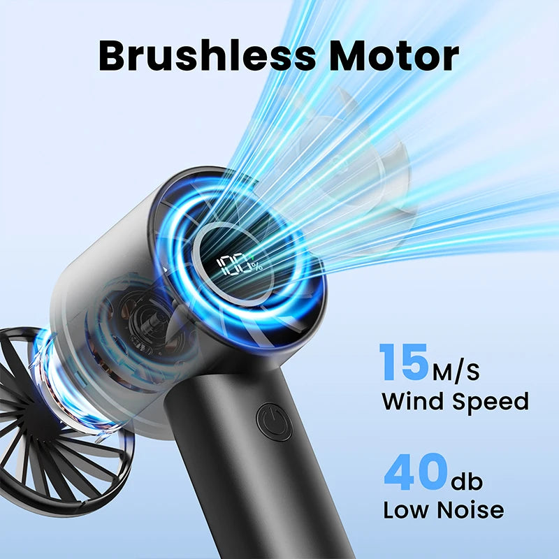 Portable Mini Fan with LED Display & Flashlight