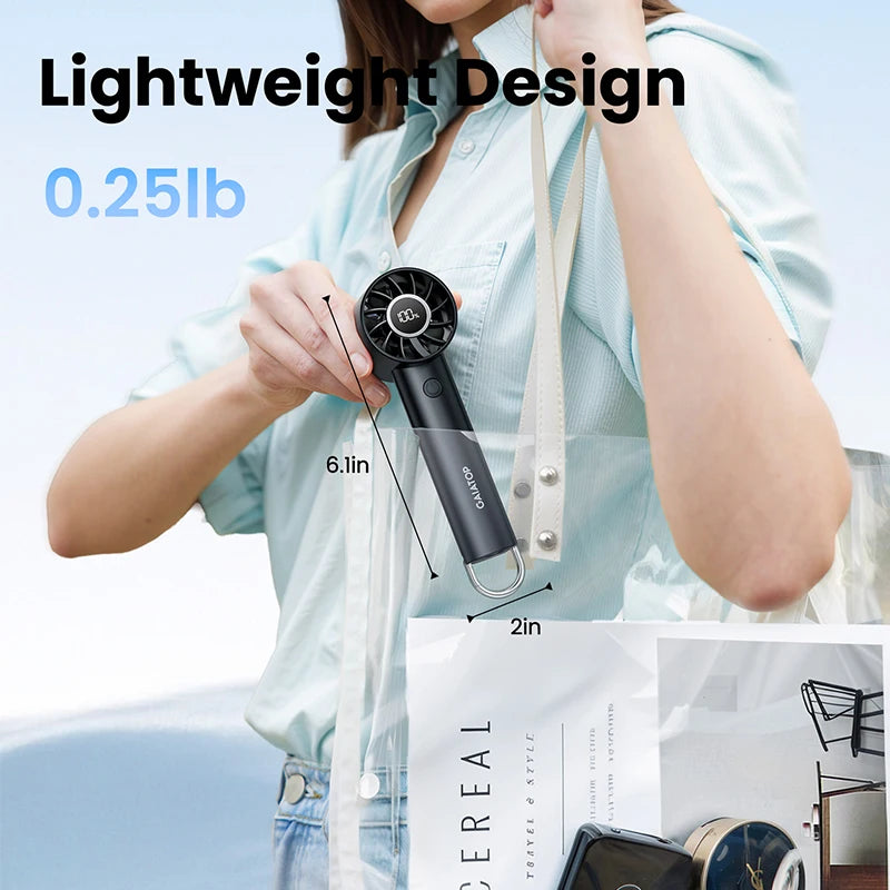 Portable Mini Fan with LED Display & Flashlight