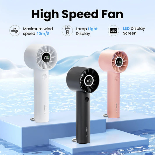Portable Mini Fan with LED Display & Flashlight