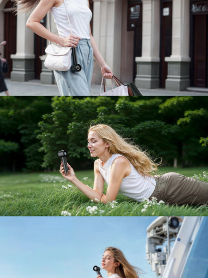 Portable Mini Fan with LED Display & Flashlight