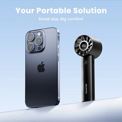 Portable Mini Fan with LED Display & Flashlight