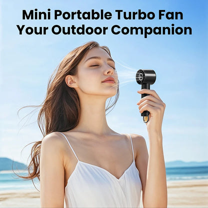 Portable Mini Fan with LED Display & Flashlight
